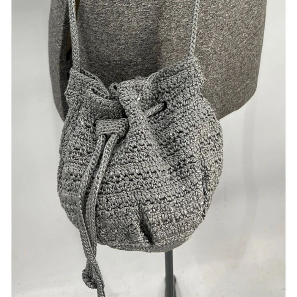 The sak woven purse w/sequent and silver metallic threading hobo Crossbody bag